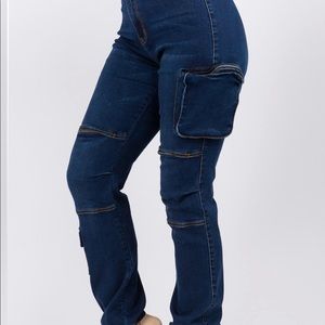 Women’s Blue Denim Jeans with slit on both knees.